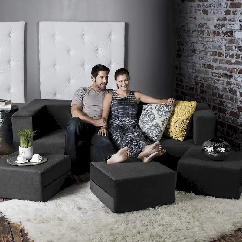 Porch & Den California King Convertible Sleeper Sofa and Ottomans