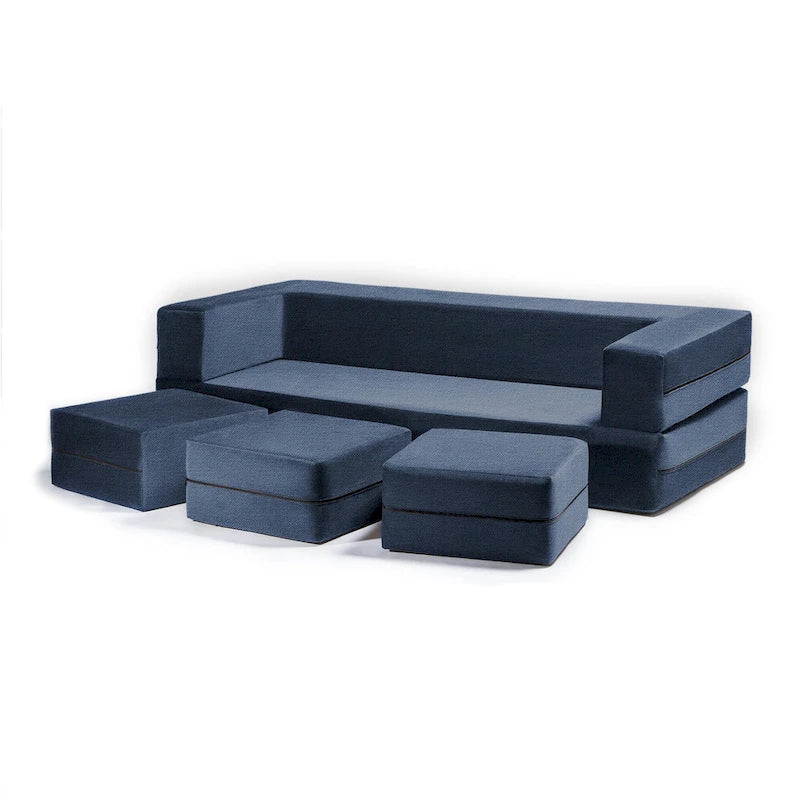 Porch & Den California King Convertible Sleeper Sofa and Ottomans