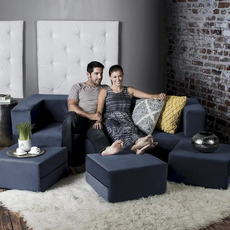Porch & Den California King Convertible Sleeper Sofa and Ottomans