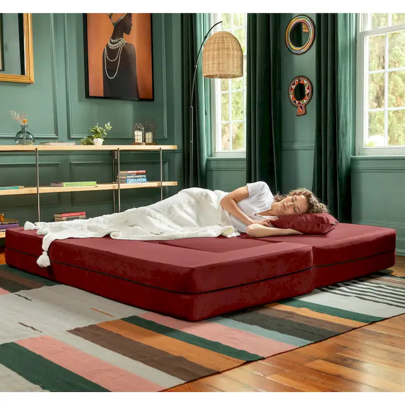Porch & Den California King Convertible Sleeper Sofa and Ottomans