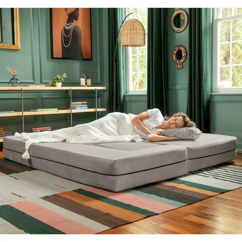 Porch & Den California King Convertible Sleeper Sofa and Ottomans