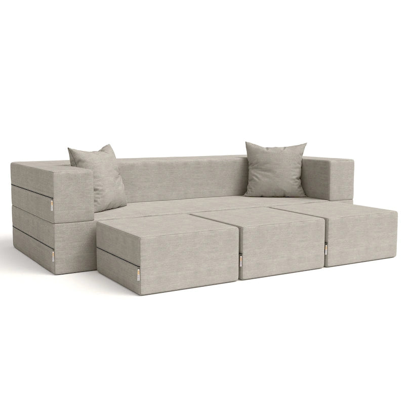 Porch & Den California King Convertible Sleeper Sofa and Ottomans