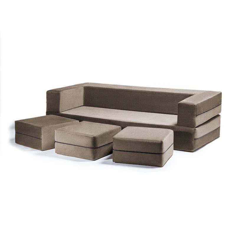 Porch & Den California King Convertible Sleeper Sofa and Ottomans