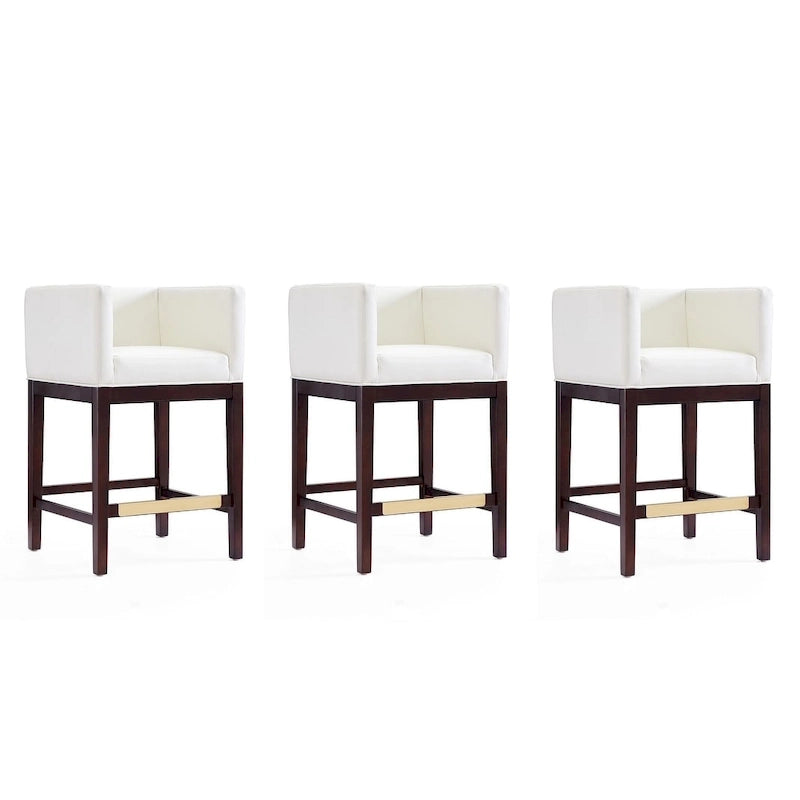 Manhattan Comfort Kingsley Dark Walnut Wood Counter Height Bar Stool (Set of 3)