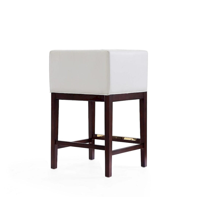Manhattan Comfort Kingsley Dark Walnut Wood Counter Height Bar Stool (Set of 3)