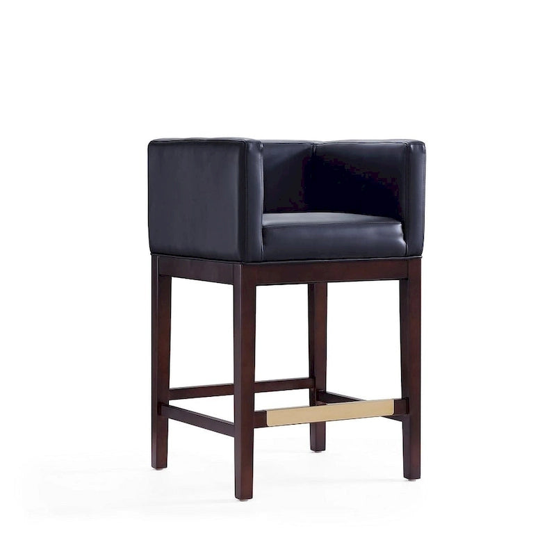 Manhattan Comfort Kingsley Dark Walnut Wood Counter Height Bar Stool (Set of 3)