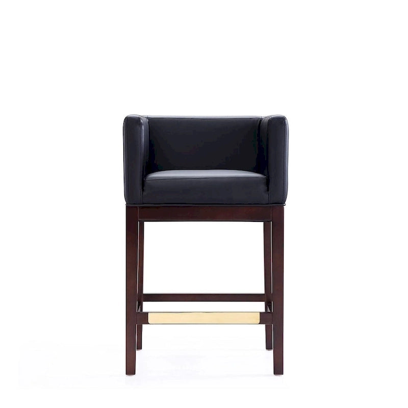 Manhattan Comfort Kingsley Dark Walnut Wood Counter Height Bar Stool (Set of 3)