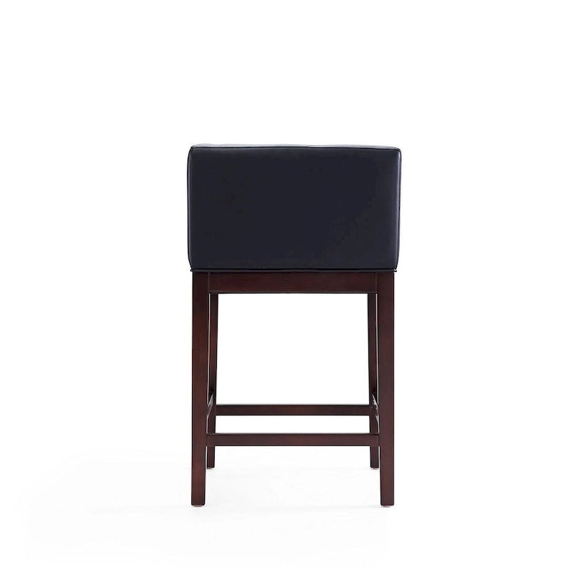 Manhattan Comfort Kingsley Dark Walnut Wood Counter Height Bar Stool (Set of 3)