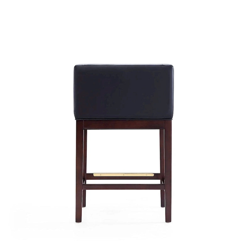 Manhattan Comfort Kingsley Dark Walnut Wood Counter Height Bar Stool (Set of 3)
