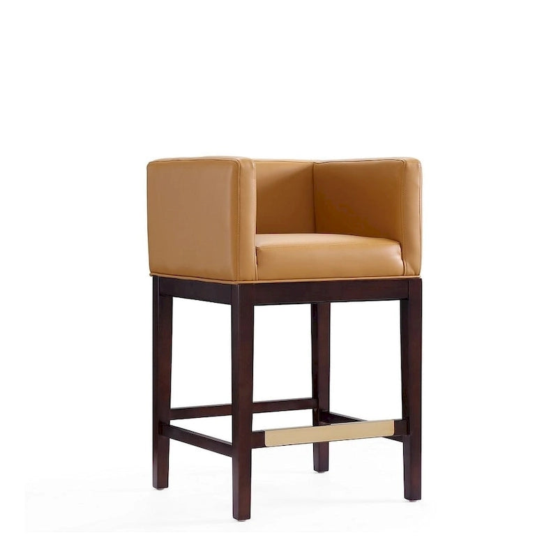 Manhattan Comfort Kingsley Dark Walnut Wood Counter Height Bar Stool (Set of 3)