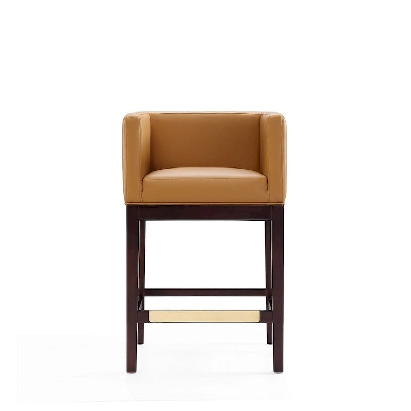 Manhattan Comfort Kingsley Dark Walnut Wood Counter Height Bar Stool (Set of 3)