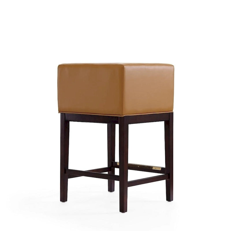 Manhattan Comfort Kingsley Dark Walnut Wood Counter Height Bar Stool (Set of 3)