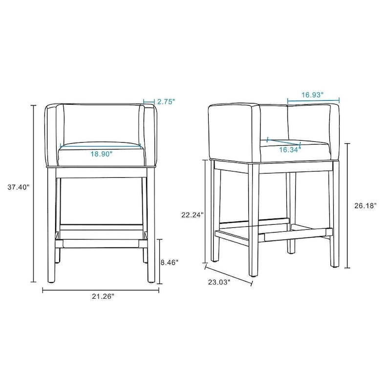 Manhattan Comfort Kingsley Dark Walnut Wood Counter Height Bar Stool (Set of 3)