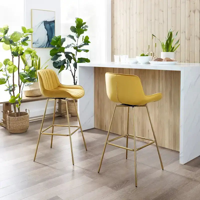 Art Leon Modern Swivel Velvet Barstool (Set of 2)