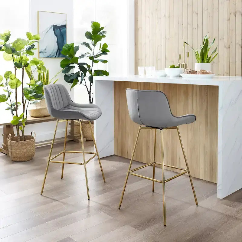 Art Leon Modern Swivel Velvet Barstool (Set of 2)