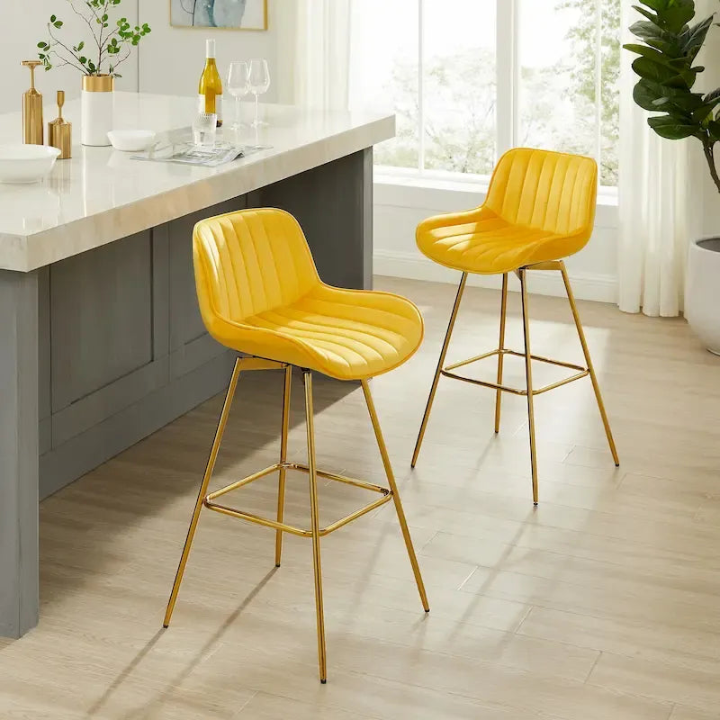 Art Leon Modern Swivel Velvet Barstool (Set of 2)