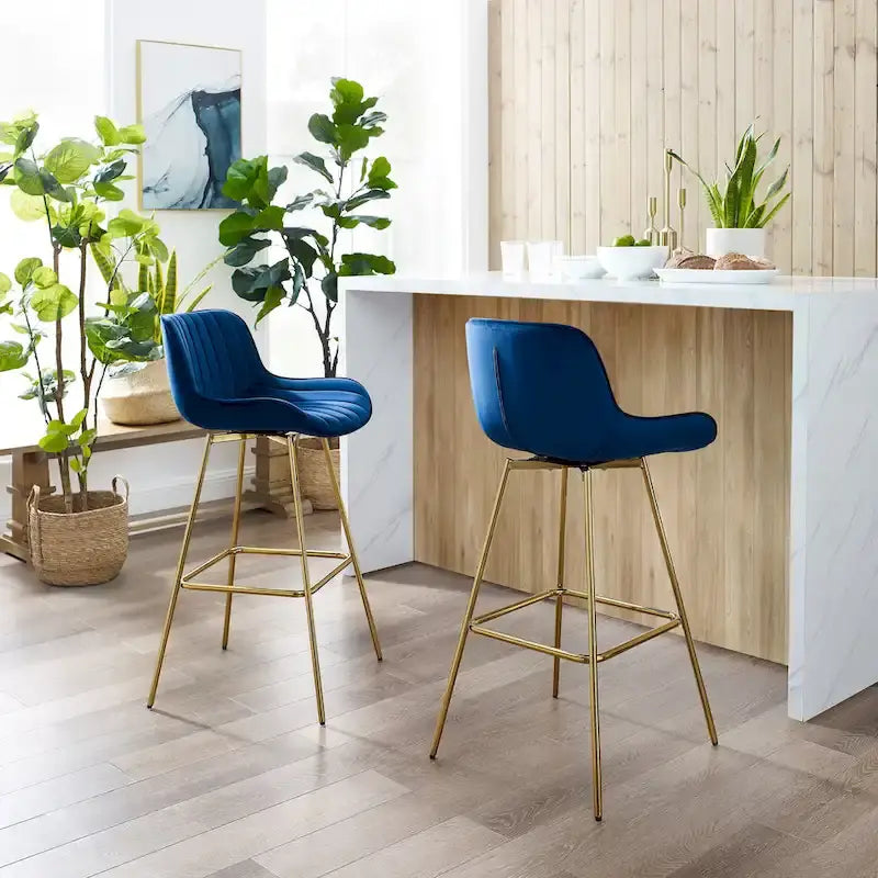 Art Leon Modern Swivel Velvet Barstool (Set of 2)