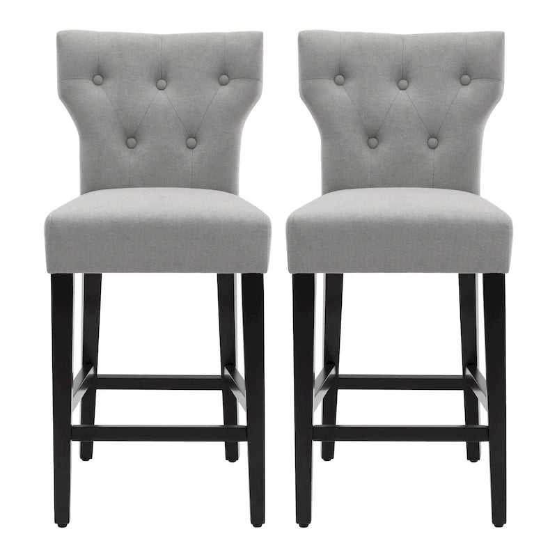 25 Inches Fabric Counter Height Bar Stools Button Tufted Upholstered Island Chairs Set of 2
