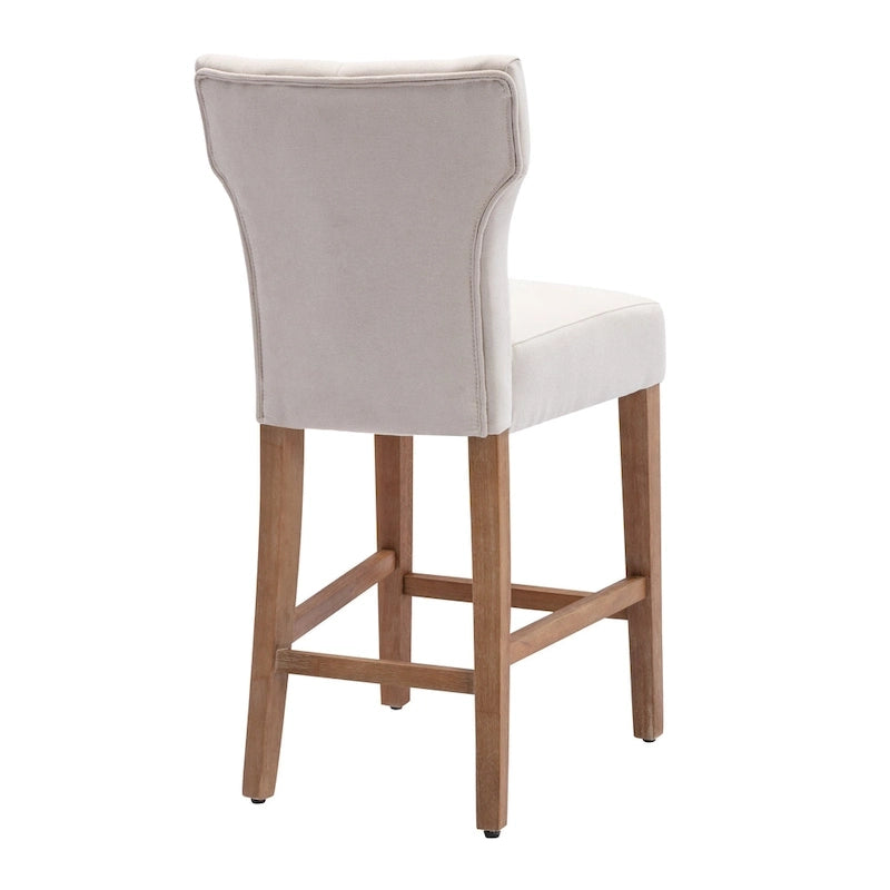 25 Inches Fabric Counter Height Bar Stools Button Tufted Upholstered Island Chairs Set of 2