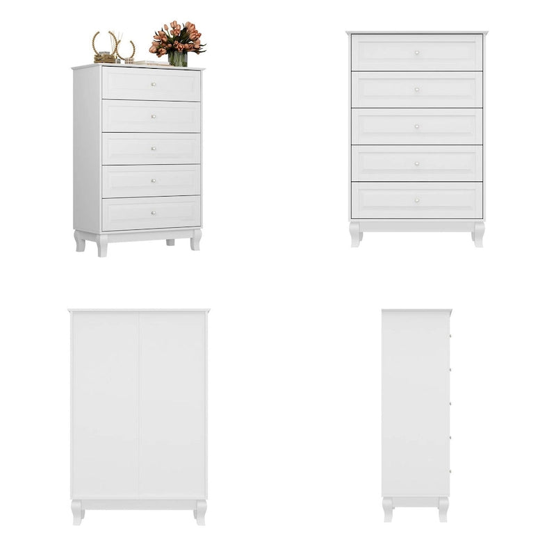 Timechee 5 Drawers Dresser Chests Chset of Drawers Organizer Lacquered
