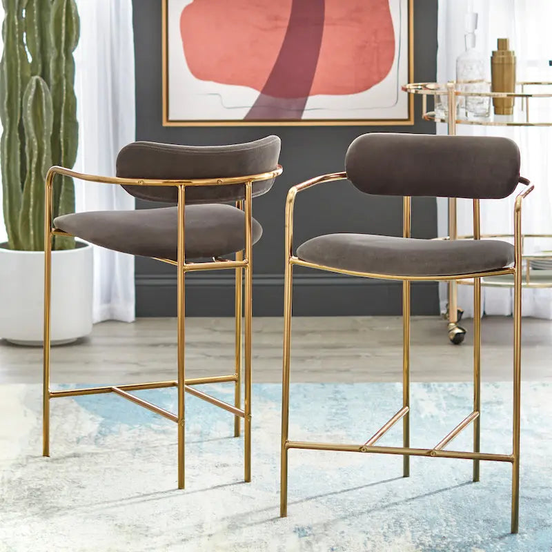 Simple Living Retro Velvet Stools (Set of 2)