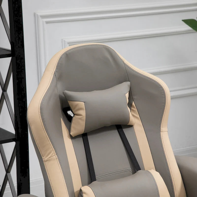 HOMCOM Manual Recliner Armchair PU Leather Lounge Chair w/ Adjustable Leg Rest, 135 Reclining Function, 360 Swivel, Cup Holder