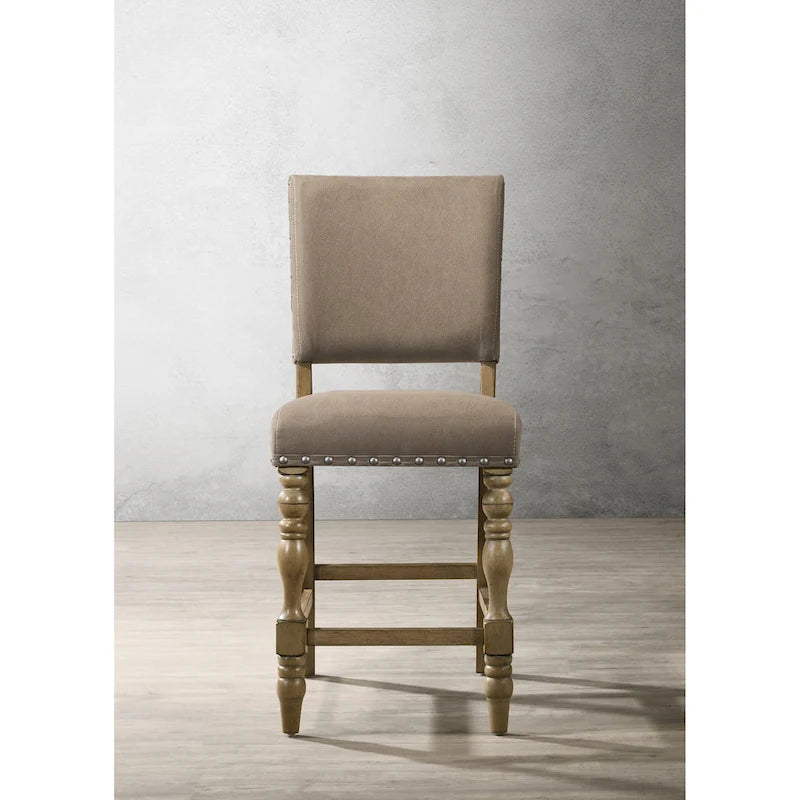 Roundhill Furniture Birmingham 7-piece Driftwood Finish Table with Nail Head Chairs Counter Height Dining Set