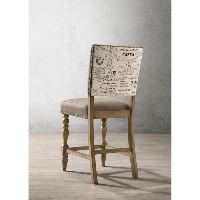 Roundhill Furniture Birmingham 7-piece Driftwood Finish Table with Nail Head Chairs Counter Height Dining Set