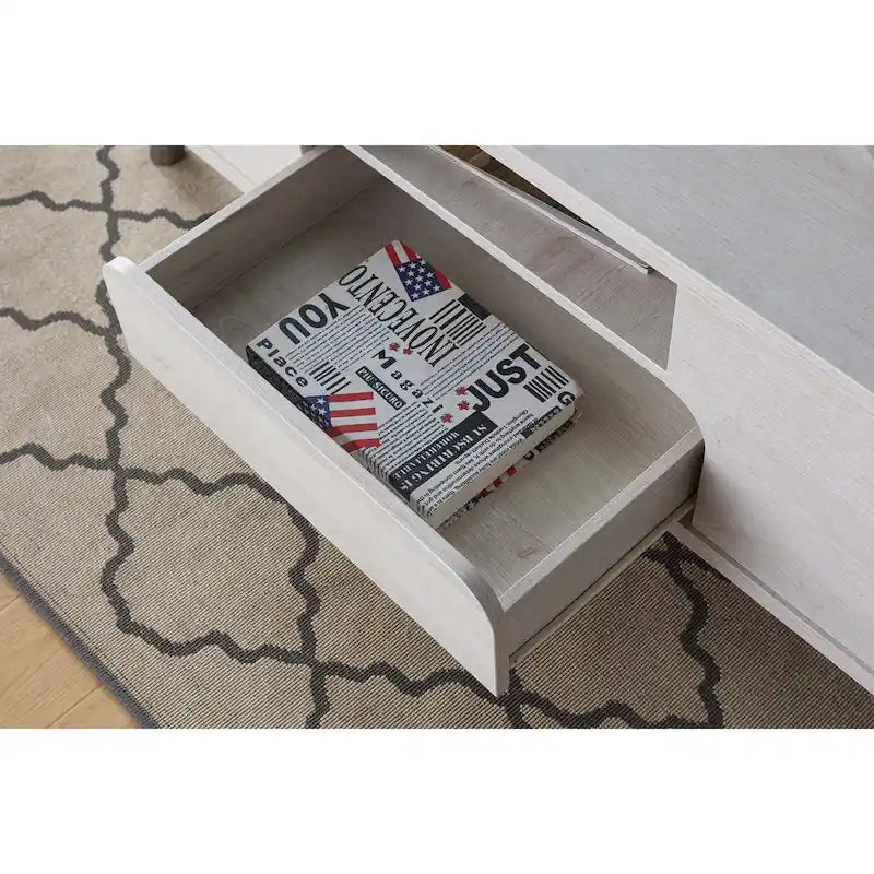 Mankx Mid-Century Modern White 47-inch 3-Shelf Coffee Table by Furniture of America
