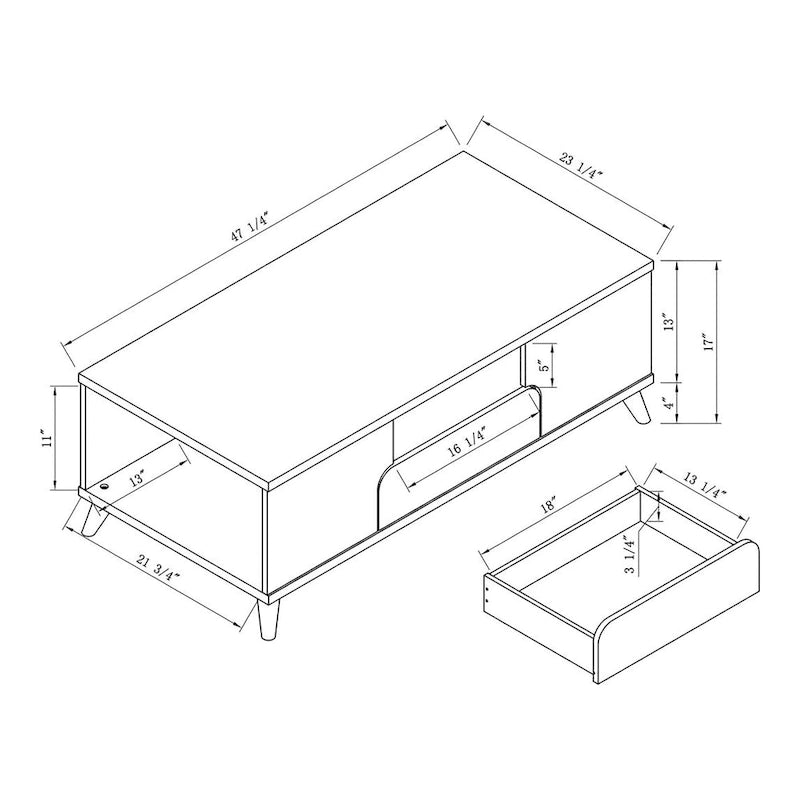 Mankx Mid-Century Modern White 47-inch 3-Shelf Coffee Table by Furniture of America