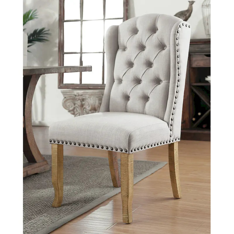 Dawson Tufted Farmhouse Wingback Dining Chairs (Set of 2) by Furniture of America