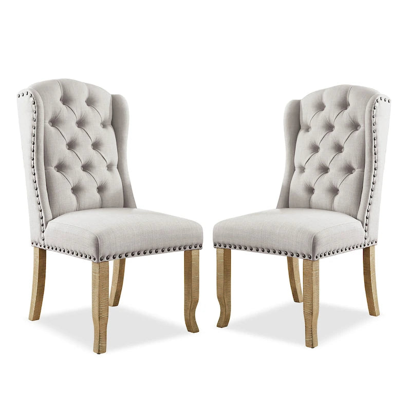 Dawson Tufted Farmhouse Wingback Dining Chairs (Set of 2) by Furniture of America