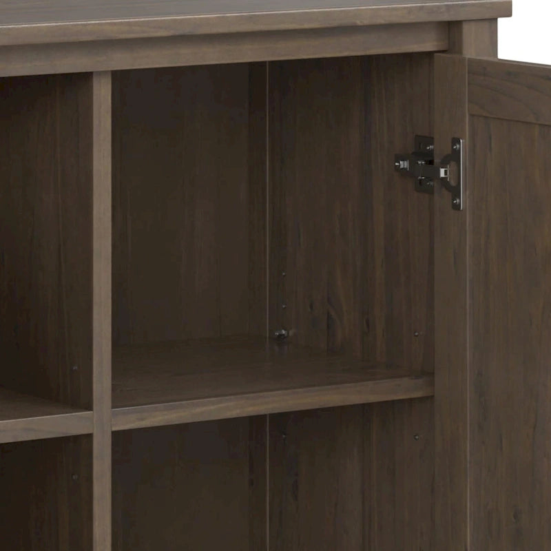WYNDENHALL Rowan SOLID WOOD 32 inch Wide Contemporary Low Storage Cabinet in Smoky Brown - 14d x 32 w x 31h