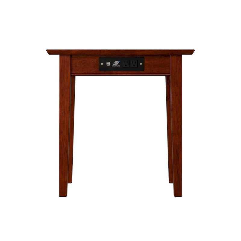 AFI Shaker Chair Side Table with Built-in Charger in Walnut