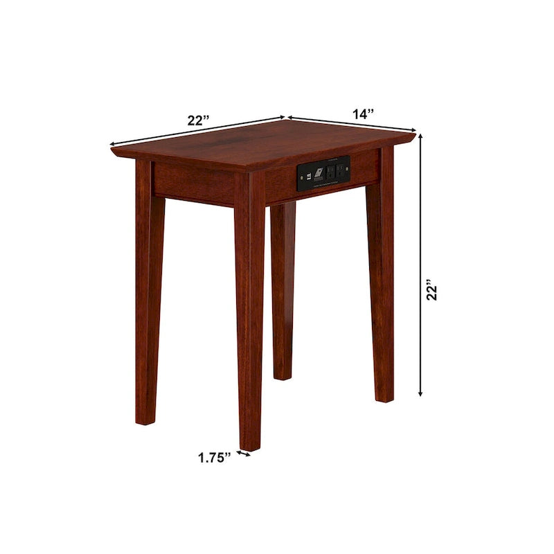 AFI Shaker Chair Side Table with Built-in Charger in Walnut
