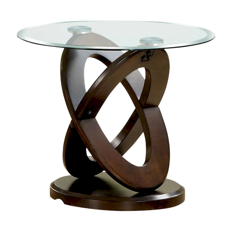 Faza Contemporary Walnut 48-inch Glass Top 3-Piece Accent Table Set by Furniture of America