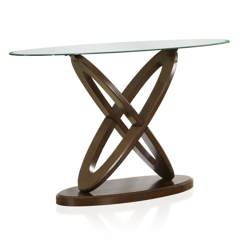 Faza Contemporary Walnut 48-inch Glass Top 3-Piece Accent Table Set by Furniture of America
