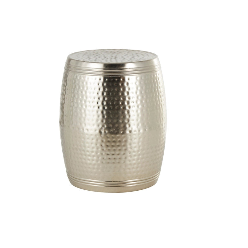 Metal Handmade Drum Shaped Accent Table with Hammered Design - Brown, Silver, Copper, Gold - Roche River Decor