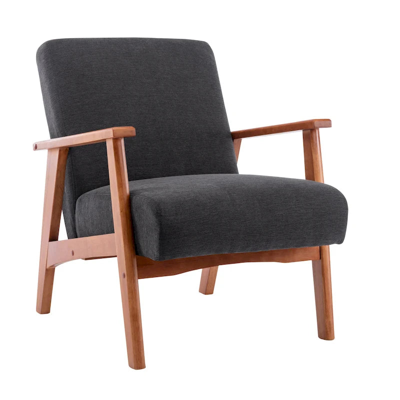 Porthos Home Sena Accent Chair With Wooden Legs & Suede Upholstery
