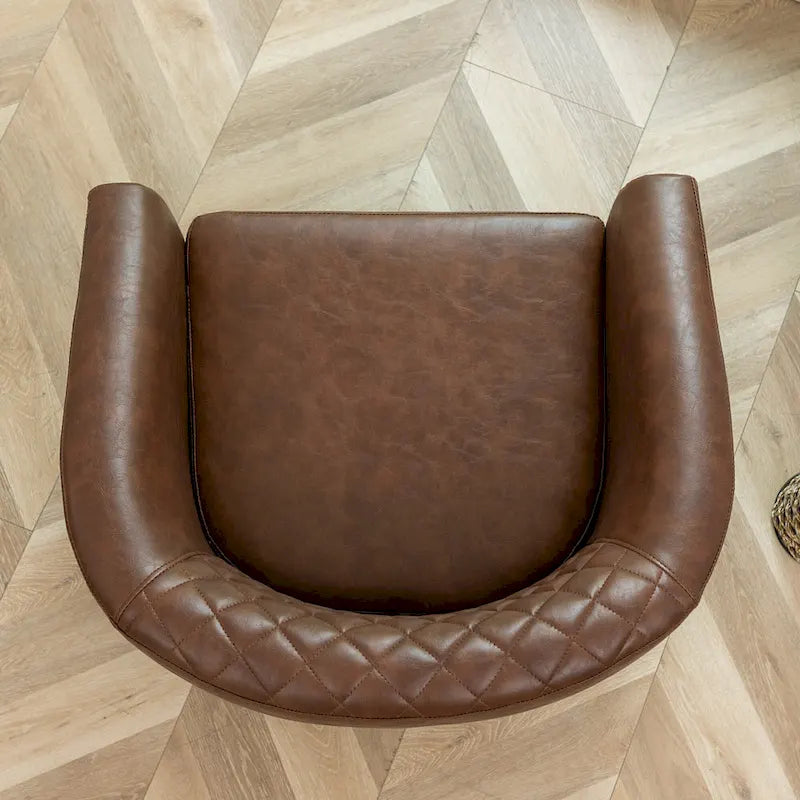 KINWELL 29 PU Faux Leather Club Armchair with Nailheads, Set of 2