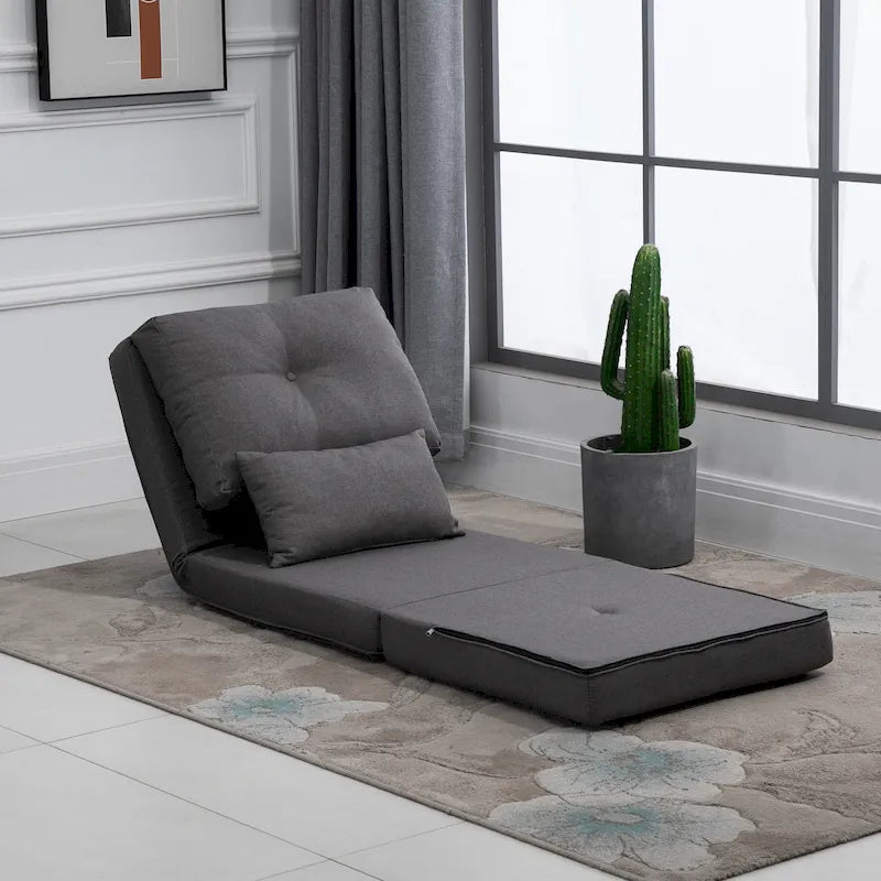 HOMCOM Convertible Flip Folding Upholstered Chair, Floor Lazy Sofa Bed