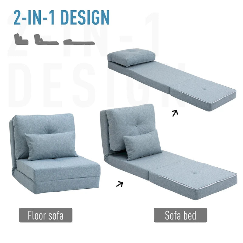 HOMCOM Convertible Flip Folding Upholstered Chair, Floor Lazy Sofa Bed