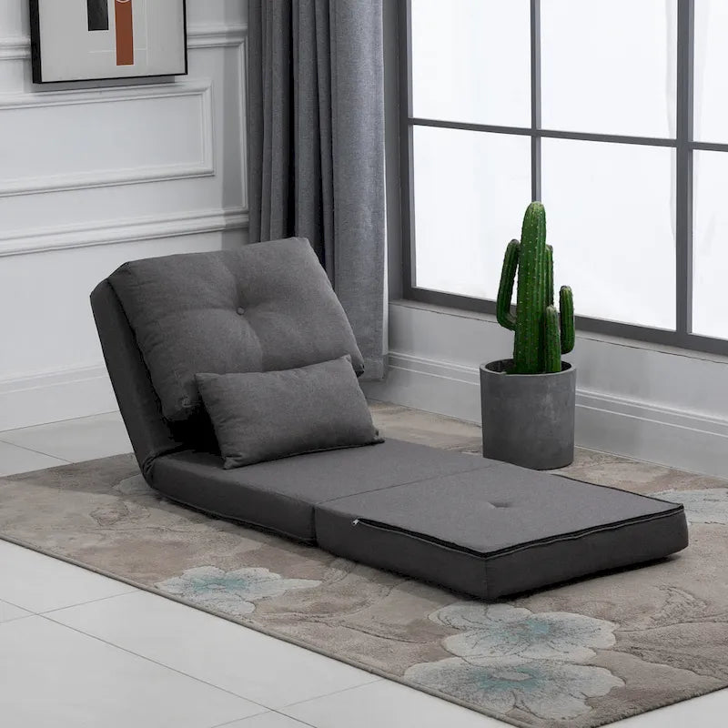 HOMCOM Convertible Flip Folding Upholstered Chair, Floor Lazy Sofa Bed