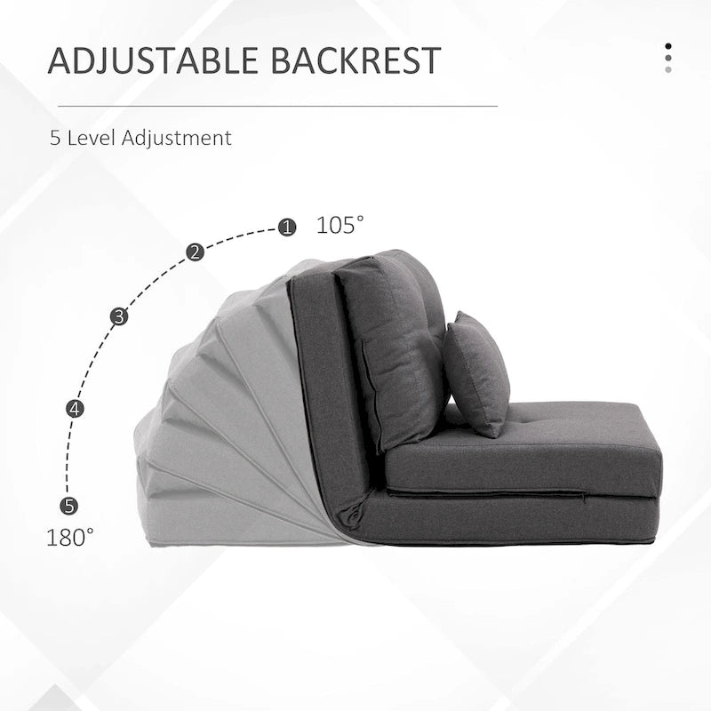 HOMCOM Convertible Flip Folding Upholstered Chair, Floor Lazy Sofa Bed