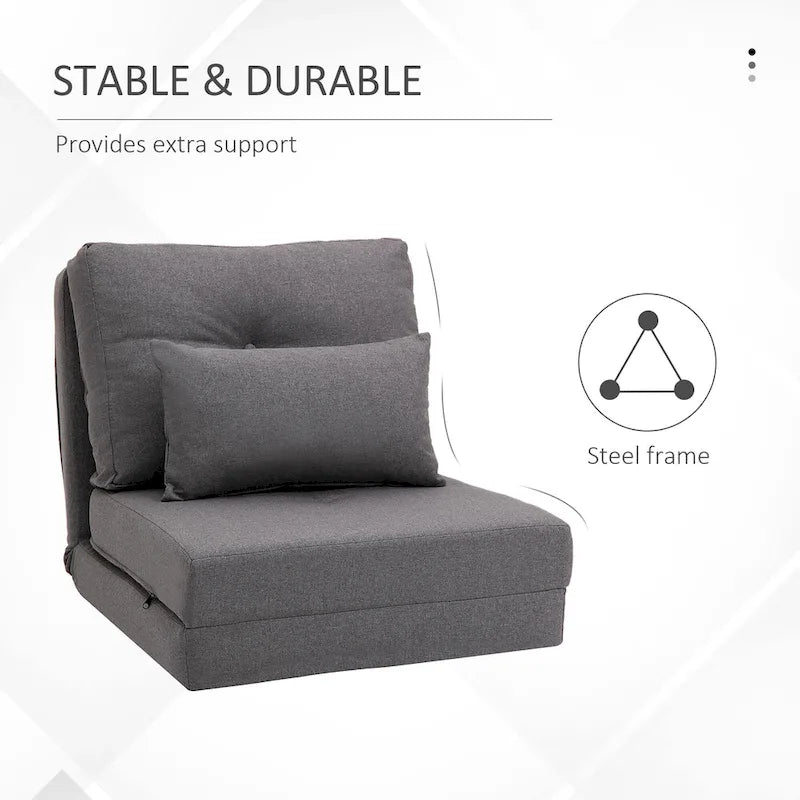 HOMCOM Convertible Flip Folding Upholstered Chair, Floor Lazy Sofa Bed