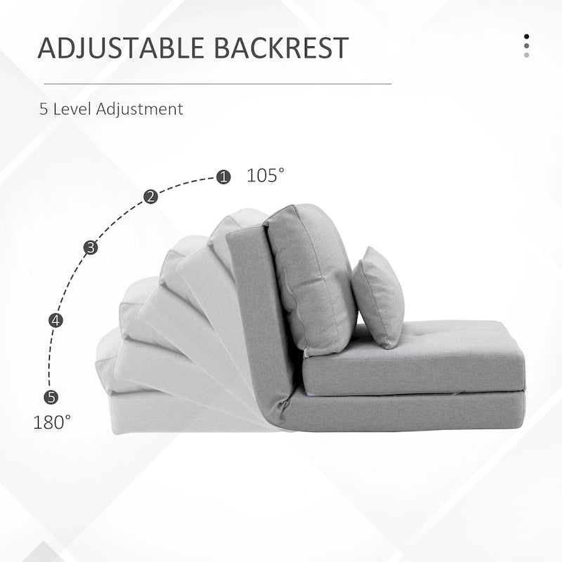 HOMCOM Convertible Flip Folding Upholstered Chair, Floor Lazy Sofa Bed