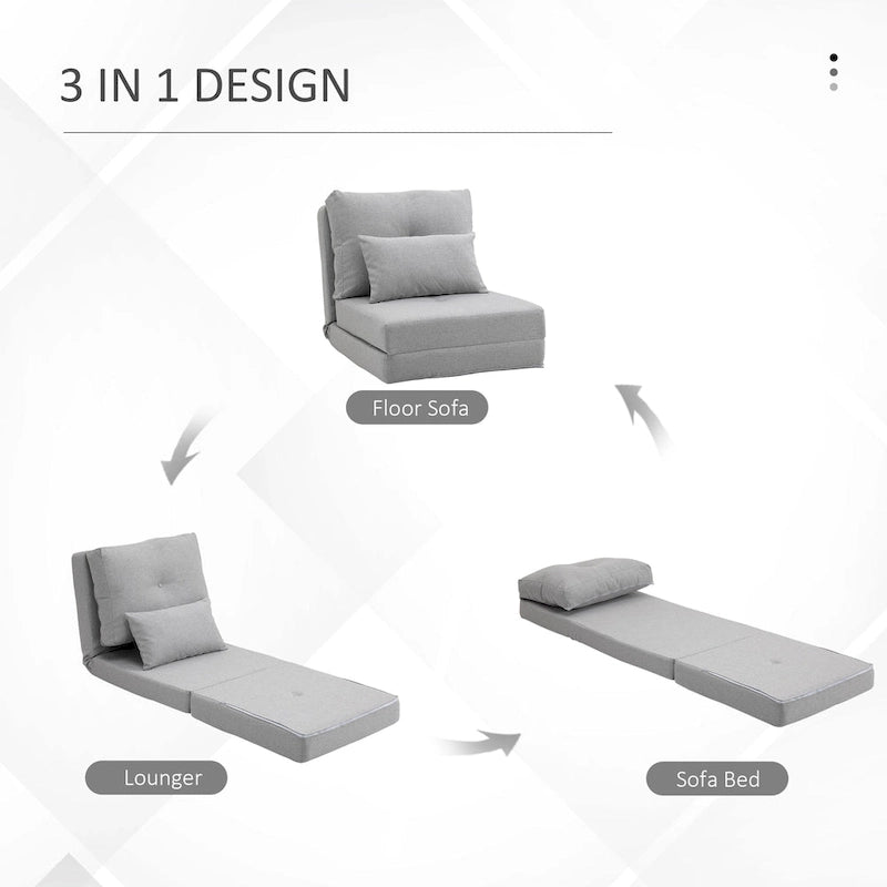 HOMCOM Convertible Flip Folding Upholstered Chair, Floor Lazy Sofa Bed
