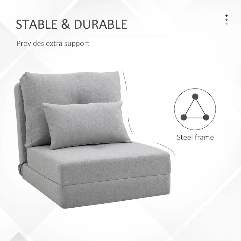 HOMCOM Convertible Flip Folding Upholstered Chair, Floor Lazy Sofa Bed