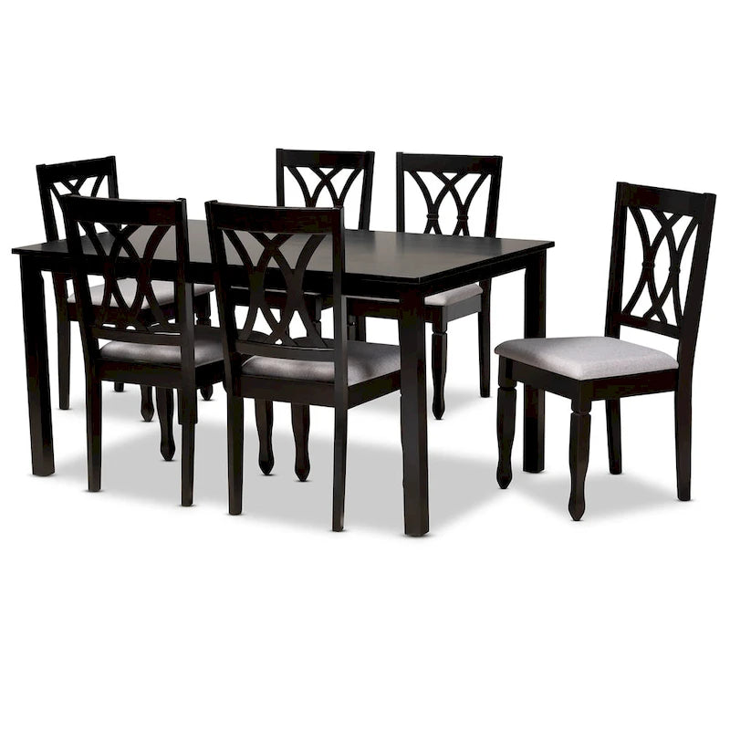 Reneau Modern and Contemporary Upholstered Wood 7-Piece Dining Set