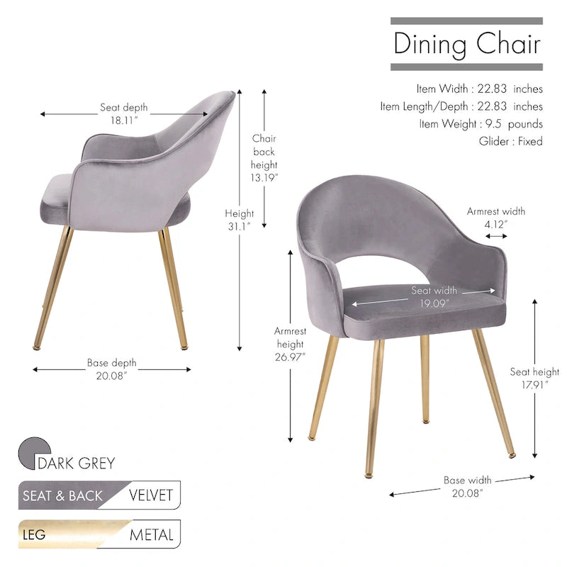 Porthos Home Fifer Velvet Dining Chair